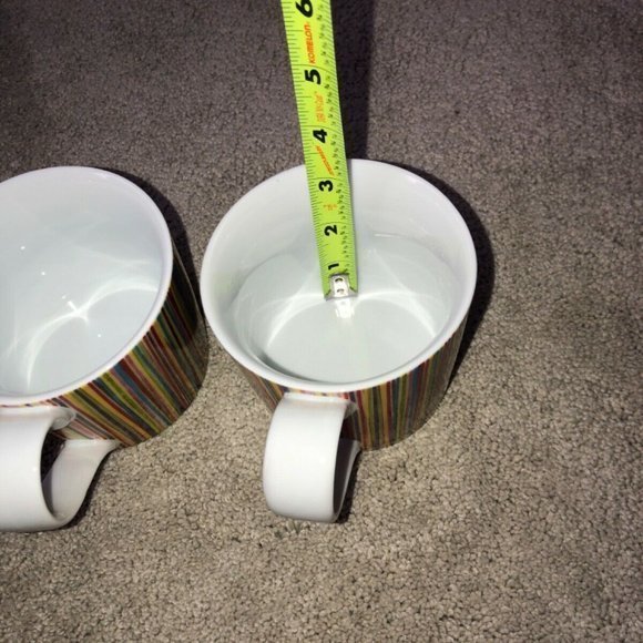 Starbucks 2008 Multi Colored Rainbow Stripe Coffee Mug Set‎ (2) - Picture 8 of 12